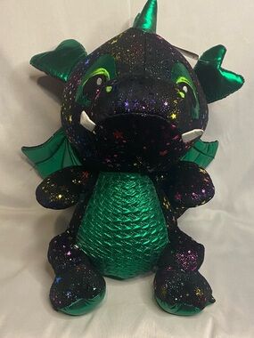 Toy Factory LLC Plush Black Dragon Stuffed Animal Toy 13 Inches Tall